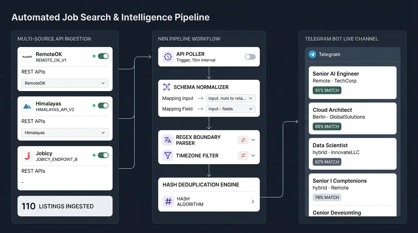 Workflow diagram for the automated job alert pipeline